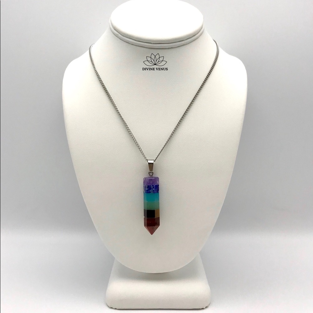 7 Chakra Pendulum Necklace - Picture 4 of 8